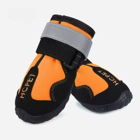 Pet Dog Night Reflective Kick-resistant Mountaineering Waterproof Shoes (Option: Orange H Label-1)