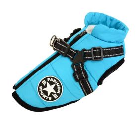 Pet Clothes Waterproof And Warm (Option: Blue Green Chest Back Vest-L)