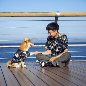Pet Clothes Beach Casual Shirt Man Dog Parent-child Outfit (Option: Royal Blue-Dog Outfit 2XL)